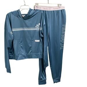 Hurley Two Piece Base Layer Size Large Hooded Lightweight Track Athletic Set